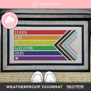 Gift For Pride Month - Everyone Is Welcome Here - Gifts For Gays - Welcome Mat - LGBT Community gifts - Happy Pride Month - Custom Doormat