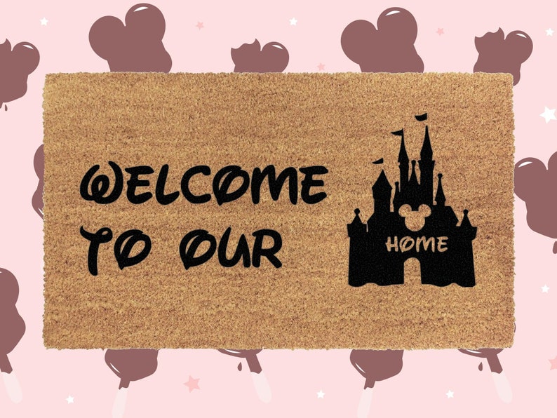 Disney to Our Home Doormat Disney Castle Mickey Etsy
