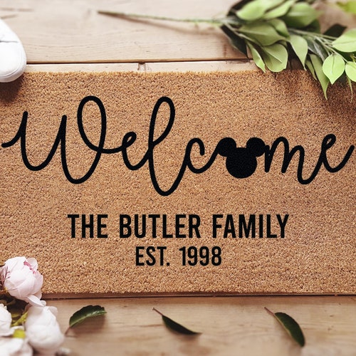Disney Family Names Doormat Personalized Mat Etsy