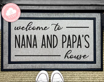 Gift For Grand Parents - Personalized Outdoor Rug - Washable Custom Rug - Personalized Door Mat - Gifts For Them - Front Door Welcome Mat