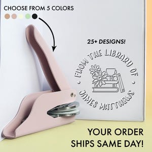 Goffratore rosa, scegli il tuo colore di goffratura, goffratore personalizzato in 5 colori, regalo perfetto per gli amanti dei libri, regalo unico per le persone che amano i libri