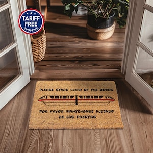 Czerwona wycieraczka Disney Monorail - Proszę odsunąć się od drzwi - Dywan powitalny Disneyland - Disneyworld Monorail - Mata kokosowa na zamówienie