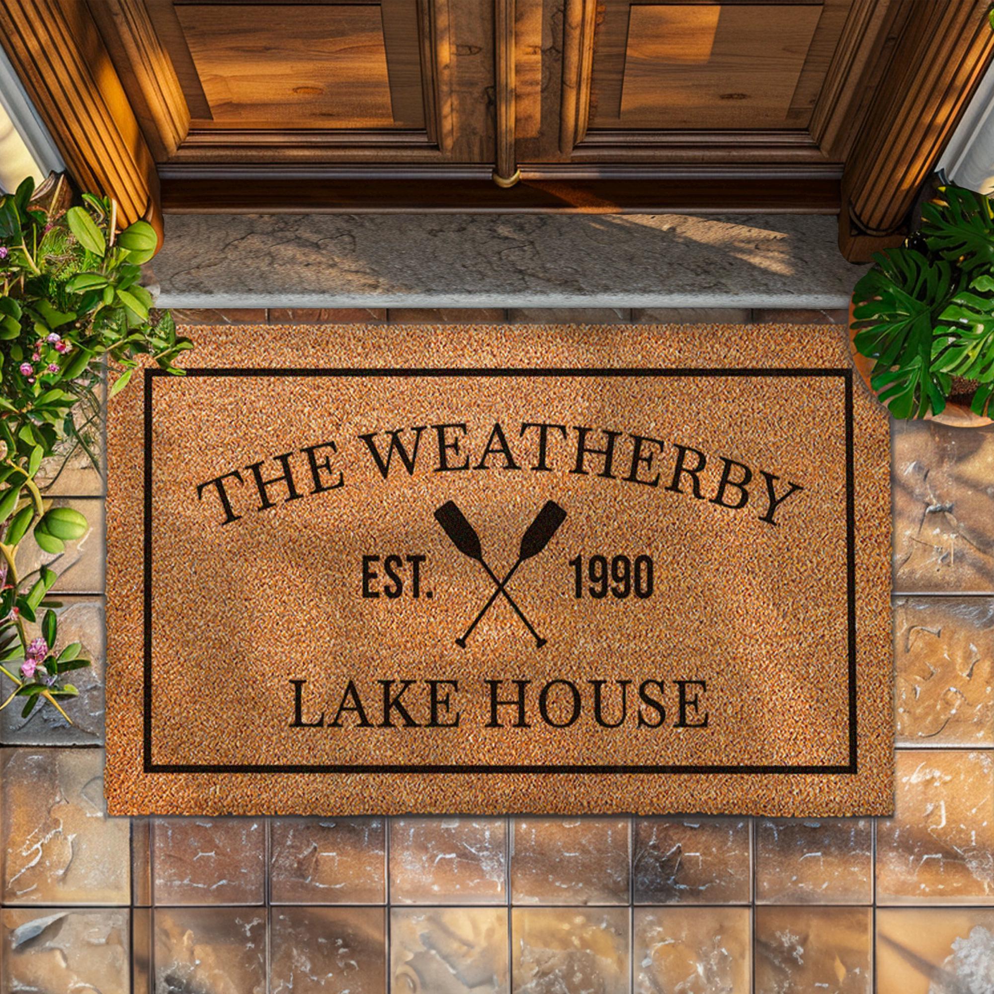 Personalized Lake House Doormat - Custom Name Welcome Mat - Housewarming Gift for Lake Home - Custom Family Name Doormat - Lake Life Doormat
