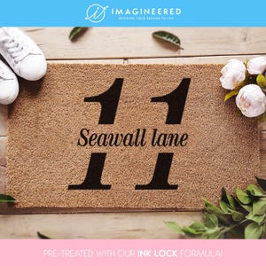 Personalized Housewarming Gift - House Number Mat - Family Home Doormat - Custom Doormat - Realtor Gift - Custom Mat - Street Name Doormat