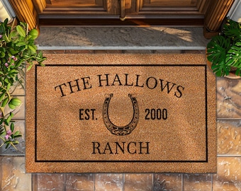 Horse Ranch Doormat - Custom Stable Welcome Mat - Personalized Equestrian Entryway Rug - Custom Horse Name Doormat - Barn Entryway Decor