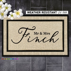 Individuelle Mr. und Mrs. Fußmatte - Personalisierte Willkommensmatte für Jungvermählten