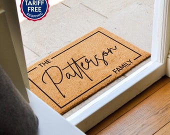 Custom Family Door Mat - Last Name Custom Doormat - Front Door Decor - Housewarming Gift - Personalized Wedding Gift - Realtor Closing Gift