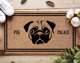 Personalizable Custom Dog Doormat - Pug Palace - Jeffree Star Inspired - Custom Dog Welcome Doormat - Dog Lover Gift