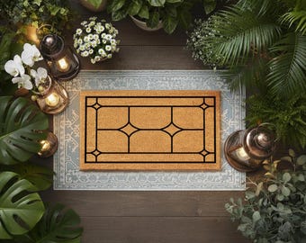 Minimalist Window Pane Doormat | Geometric Coir Rug