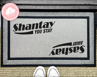 Sashay Away Shantay You Stay Outdoor Rug - Ru Paul's Drag Race Doormat - Drag Queen Quote Door Mat - Pride Doormat - Washable Outdoor Rug