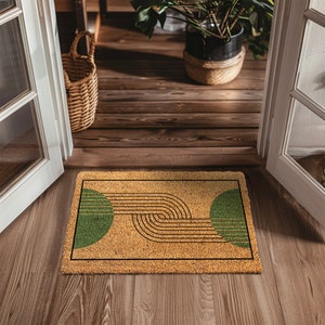 Custom Vintage Vibe Mid Century Modern Door Mat - Unique Retro Front Door Mat - Geometric Retro Entryway Doormat - Retro Home Decor Rug