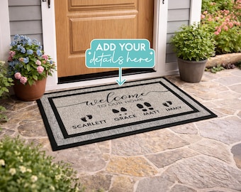 Family Name Patio Welcome Mat, Durable Outdoor Entrance Rug