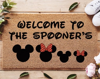 Disney Doormat -  Family Name Doormat - Disney Door Mats -  Disney Housewarming Gift - Disney Home Decor - Welcome Mat - Custom Doormat