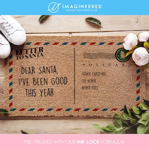 Carta a Papá Noel, he sido bueno este año - Lindo felpudo navideño - Decoración de Papá Noel - Decoración del porche navideño