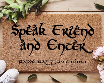 Lord Of The Rings Speak Friend And Enter Doormat - LOTR - Moria - Custom Door Mat - LOTR Fandom Gift