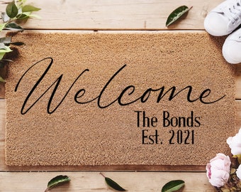 Personalized Welcome Doormat - Family Name Door Mat - Last Name Doormat - Custom Rug - Housewarming Gift - Closing Gift - New Home Gift