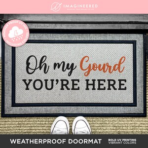 Oh My Gourd You&#39;re Here Outdoor Weatherproof Mat - Funny Seasonal Pumpkin Welcome Doormat - Seasonal Decor For Fall Lovers - New Home Gift