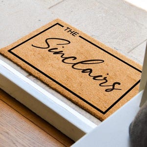 Custom Welcome Door Mat with Family Name, Personalized Doormat, Anti-Slip Backing, Housewarming Gift Home Decor, Personalized Christmas Gift