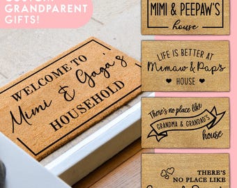 Felpudo personalizado para abuelos, felpudo personalizado, regalos personalizados para abuelos, felpudo "Bienvenidos a casa de Gigi y papá", alfombra personalizada