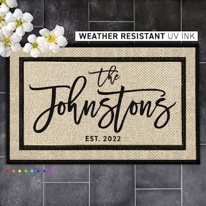 Customized Family Name/Date Doormat - Personalized Welcome Mat for Your Home