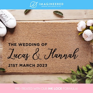 Custom wedding doormat - wedding couple gift - personalized wedding decor - wedding gifts for couples - wedding entryway - wedding door mat