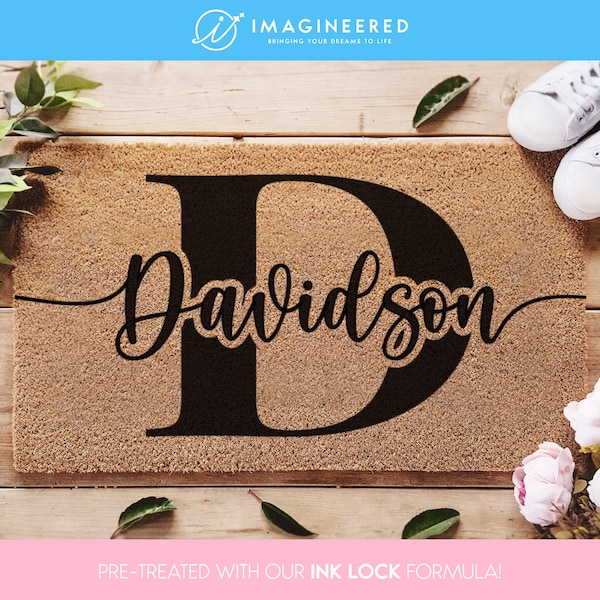 Monogram Family Surname Rug - Customisable Welcome Door Mat - Housewarming Gift - Personalized - Custom Doormat - Closing Gift - Porch Decor