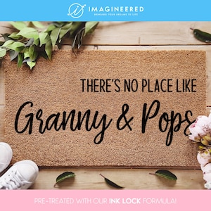 Benutzerdefinierte Großeltern Willkommensmatte - There&#39;s No Place Like Grandma & Pops - Personalisierte Fußmatte - Geschenkideen für Großeltern - Lustige Familienmatte