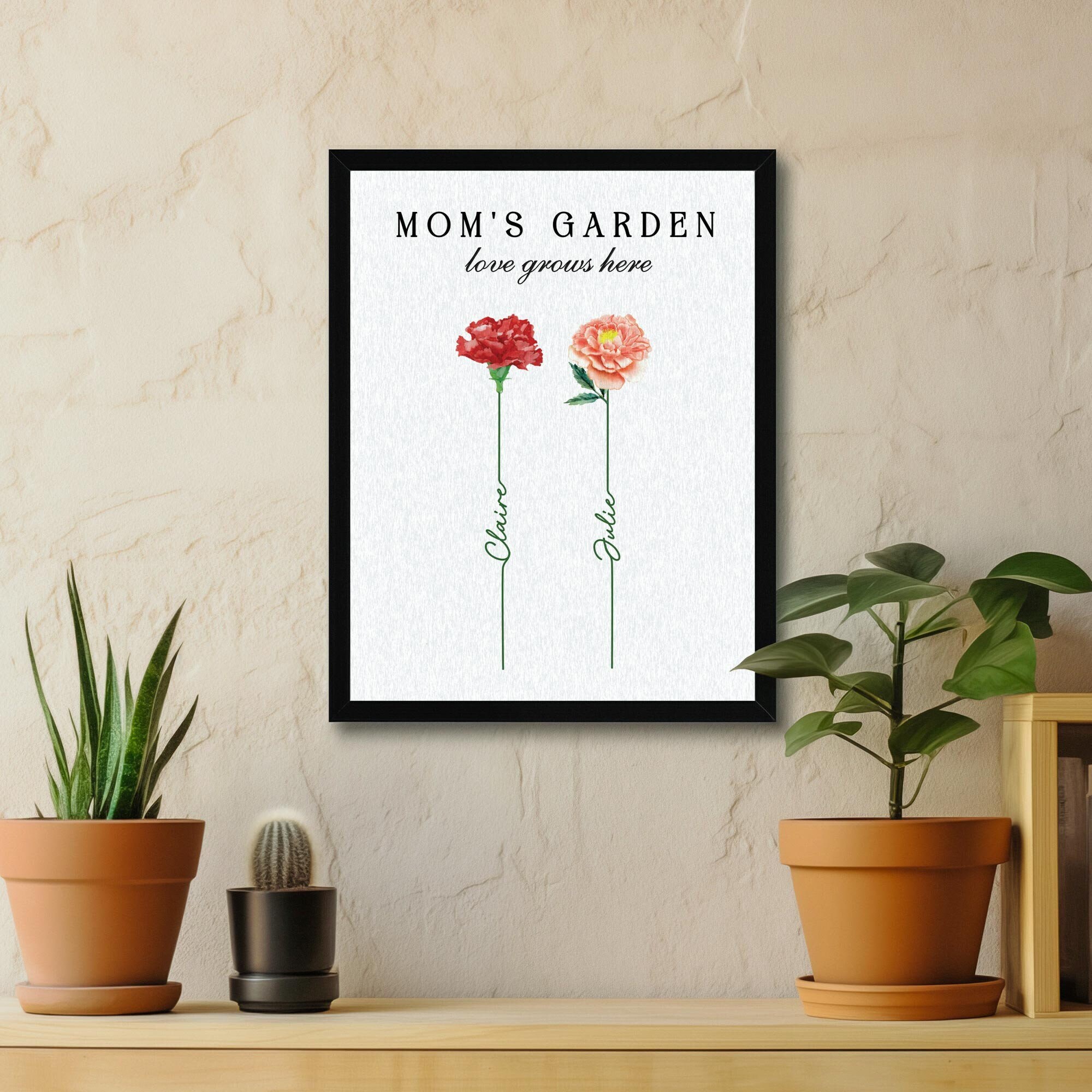 Unique Gift for Mum, Personalised Birthday Gift for Mum, Birth month flower custom Grandparent