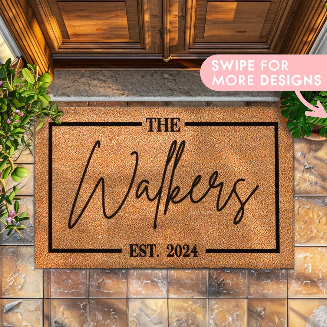 A Personalized Custom Doormat - Personalized Gift - Welcome Door Mat - Established Date Custom Door Mat With Family Name Coir Doormat