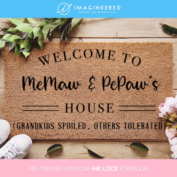 Welcome To MeMaw & PePaw's House - Grandparents Custom Gift- Housewarming Gift - Customized Doormat - Custom Mat - Grandparent Custom Gift