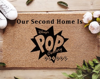 Our Second Home Is Pop Century Resort Welcome Doormat - Disney Decor - Disney World - Coir Welcome Door Mat - Disney Lovers