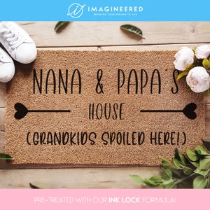 Grandparents Custom Gift - Welcome To Nana & Papa's House - Home Decor - Customized Doormat - Gift for Grandma - Grandparent Christmas Gift