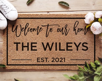 Personalized Doormat - Custom Door Mat - Welcome To Our Home - Established Date - Closing Gift - Housewarming Gift - New Home Gifts