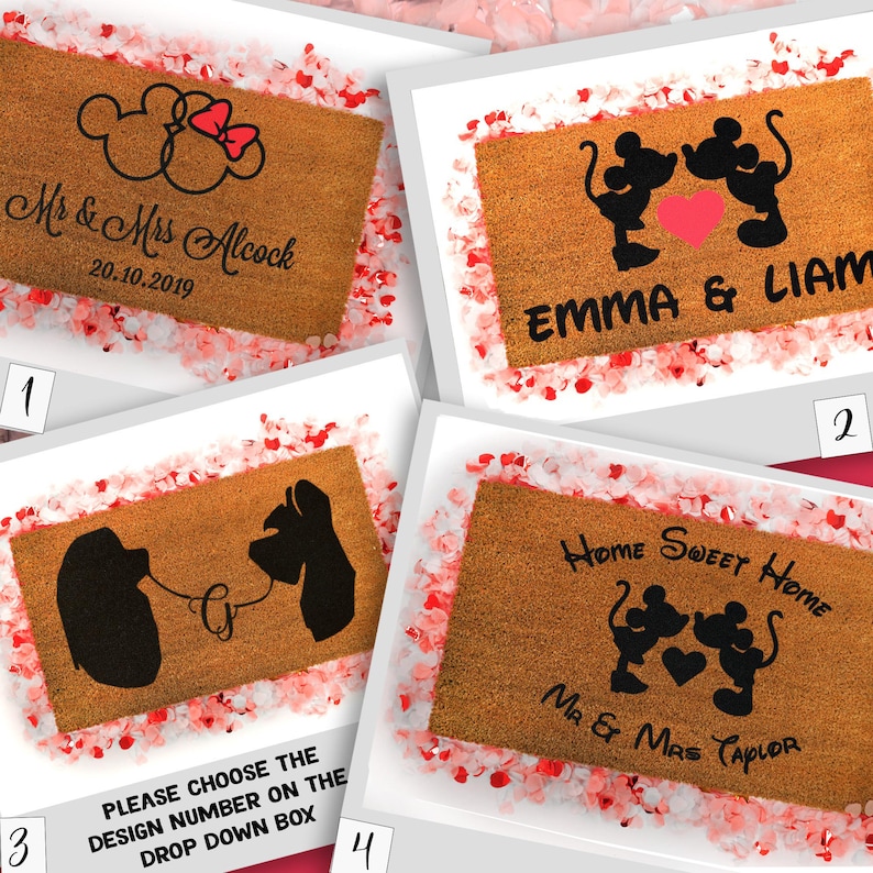 Disney Doormat - Couples Gift - Disney Wedding - Engagement Gift - Valentines Day Gift For Her - Personalized Door Mat - Galentines Present