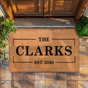 Classic Custom Door Mat With Family Name - Custom Front Door Rug - 3 Sizes - Personalized Doormat With Anti-Slip Backing - Personalized Mat