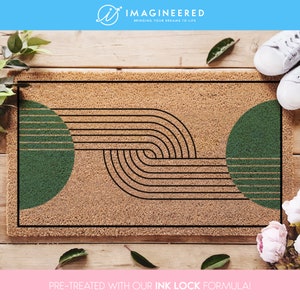 Vintage Vibes Mid Century moderne Fußmatte, einzigartige Haustürmatte für Mid Mod Dekor, geometrischer Eingang, Retro Wohndekor