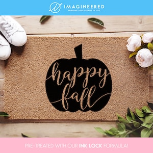 Happy Fall Custom Doormat - Fall Decor - Seasonal Coir Mat - Fall - Autumn - Housewarming Gift - Pumpkin