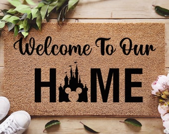 Disney Doormat - Welcome To Our Home - Mickey Welcome Mat - Disney Home Decor - Disney Housewarming Gift - New Home Decor