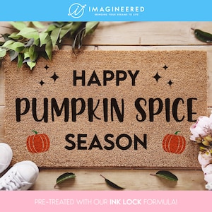 a happy pumpkin spice season door mat