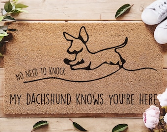 Grappige deurmat - teckel cadeau - welkomstmat - grappige papa cadeau - Wiener Dog voordeurmat - worsthond - kleine hondencadeau