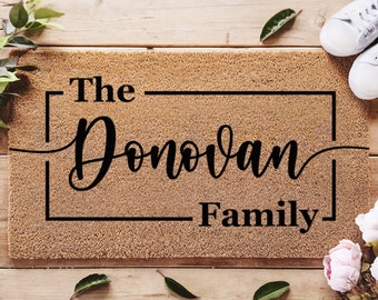 Personalized Door Mat - Customized Door Mat with Last Name - Housewarming Gift - Custom Doormat - Realtor Client Gift - Family Name Mat