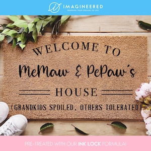 Welcome To MeMaw & PePaw&#39;s House - Grandparents Custom Gift- Housewarming Gift - Customized Doormat - Custom Mat - Grandparent Custom Gift