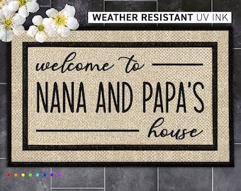 Customized Nana and Papa&#39;s Doormat - Personalized Welcome Mat for Grandparents