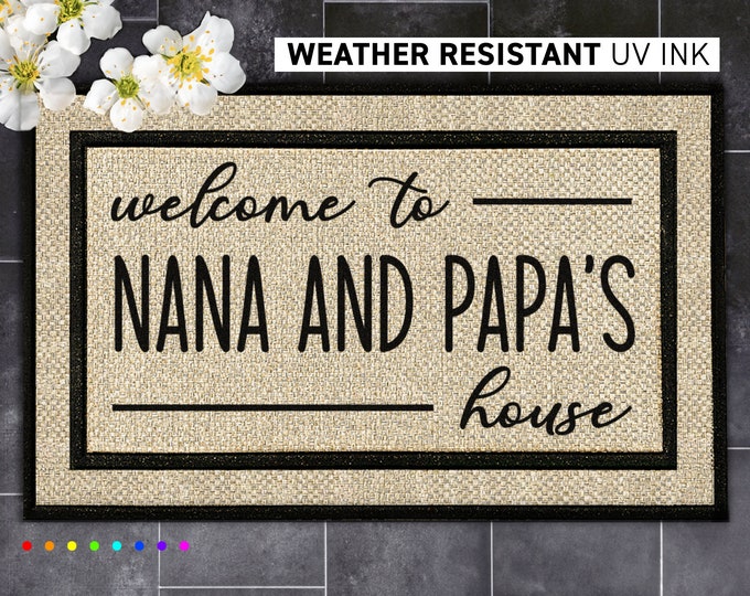 Customized Nana and Papa's Doormat - Personalized Welcome Mat for Grandparents