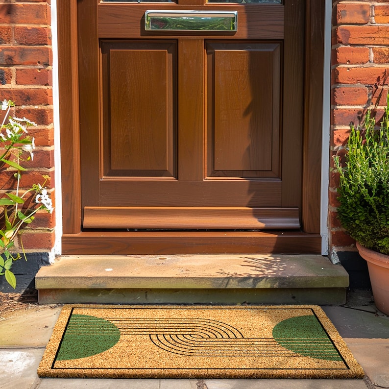 Custom Vintage Vibe Mid Century Modern Door Mat - Unique Retro Front Door Mat - Geometric Retro Entryway Doormat - Retro Home Decor Rug image 2