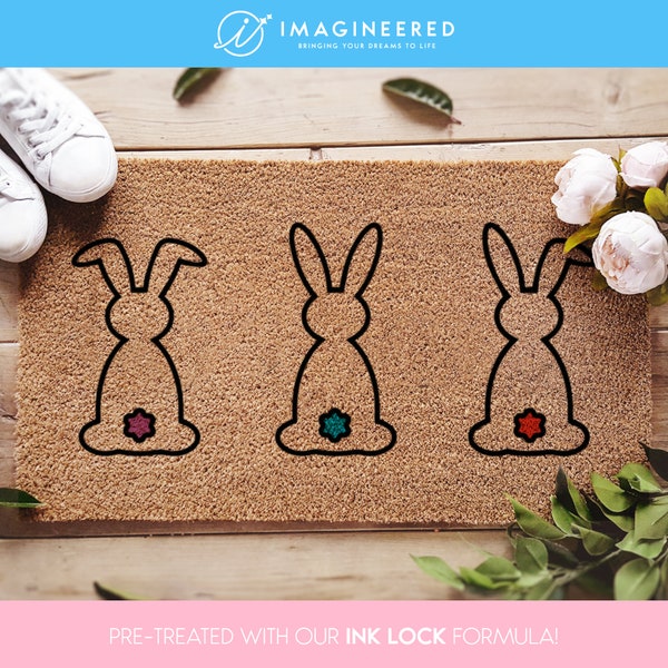 Easter Bunny, Get a Custom Doormat for a Festive Entrance this Spring, Colored Easter bunny Doormat, personalized Easter mat