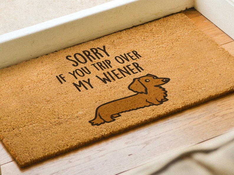 Weiner Doormat Funny Gift Dachshund Doormat Funny Sausage Dog Doormat Dog Lover Gift Dog Welcome Mat image 2