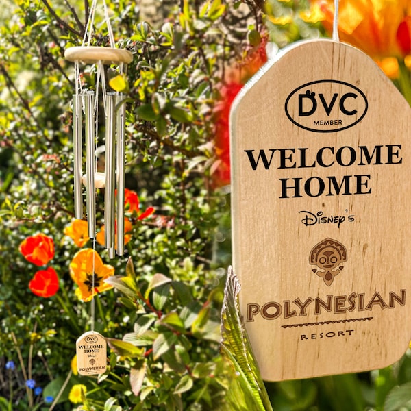 Polynesian Resort Wind Chime | Hawaiian DVC Vacation Club Member Wooden Windchime | Welcome Home DVC | Polynesian Lover | Disney Fan Gift