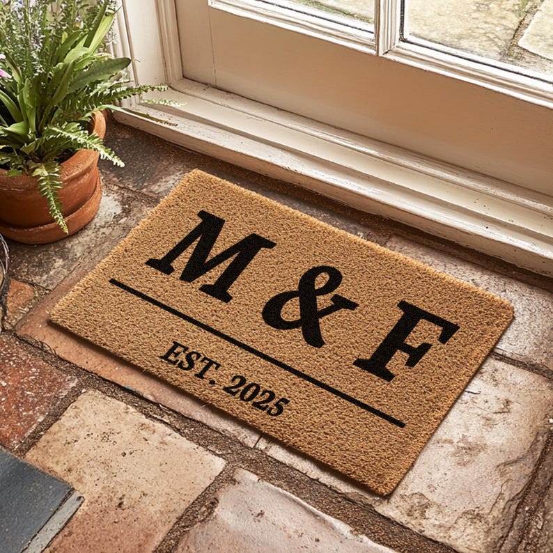 Custom Name Initial Est Doormat - Personalized Welcome Door Mat - Him ...