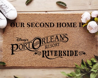 Our Second Home Is Port Orleans Resort Welcome Doormat - Riverside - Disney Decor - Disney World - Coir Welcome Door Mat - Disney Lovers